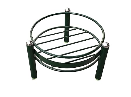 BTH Company Plant Stand for Flower Pot, Indoor Outdoor Garden Container Plant Pot Stand | Rustproof Power Coated | Rust Free Iron Flower Pot Stand, Black, Pack of 2 - (2 Ring with Different Thumb)