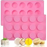 Sakolla 2 Pack Cylinder Silicone Soap Molds, 15 Cavity Mini Round Silicone Molds for Handmade Soap, Lotion Bars, Bath Bombs, Chocolate, Cake