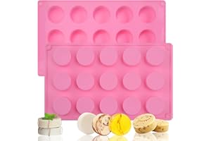 Sakolla 2 Pack Cylinder Silicone Soap Molds, 15 Cavity Mini Round Silicone Molds for Handmade Soap, Lotion Bars, Bath Bombs, Chocolate, Cake