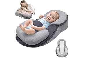 FEXATA Baby Feeding Support Pillow, Anti Overflow Feeding Pillow, Nursing Pillow with Safety Strap, Baby Lounger Reflux Wedge