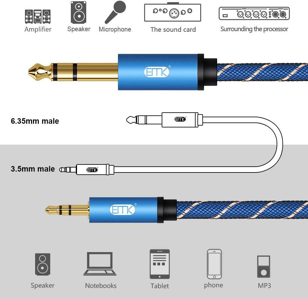 AUX 3.5mm to 6.5mm Audio Cable Mobile phone Computer Connected to Electronic drum, Amplifier, Guitar, Mixer, Speaker - Image 5