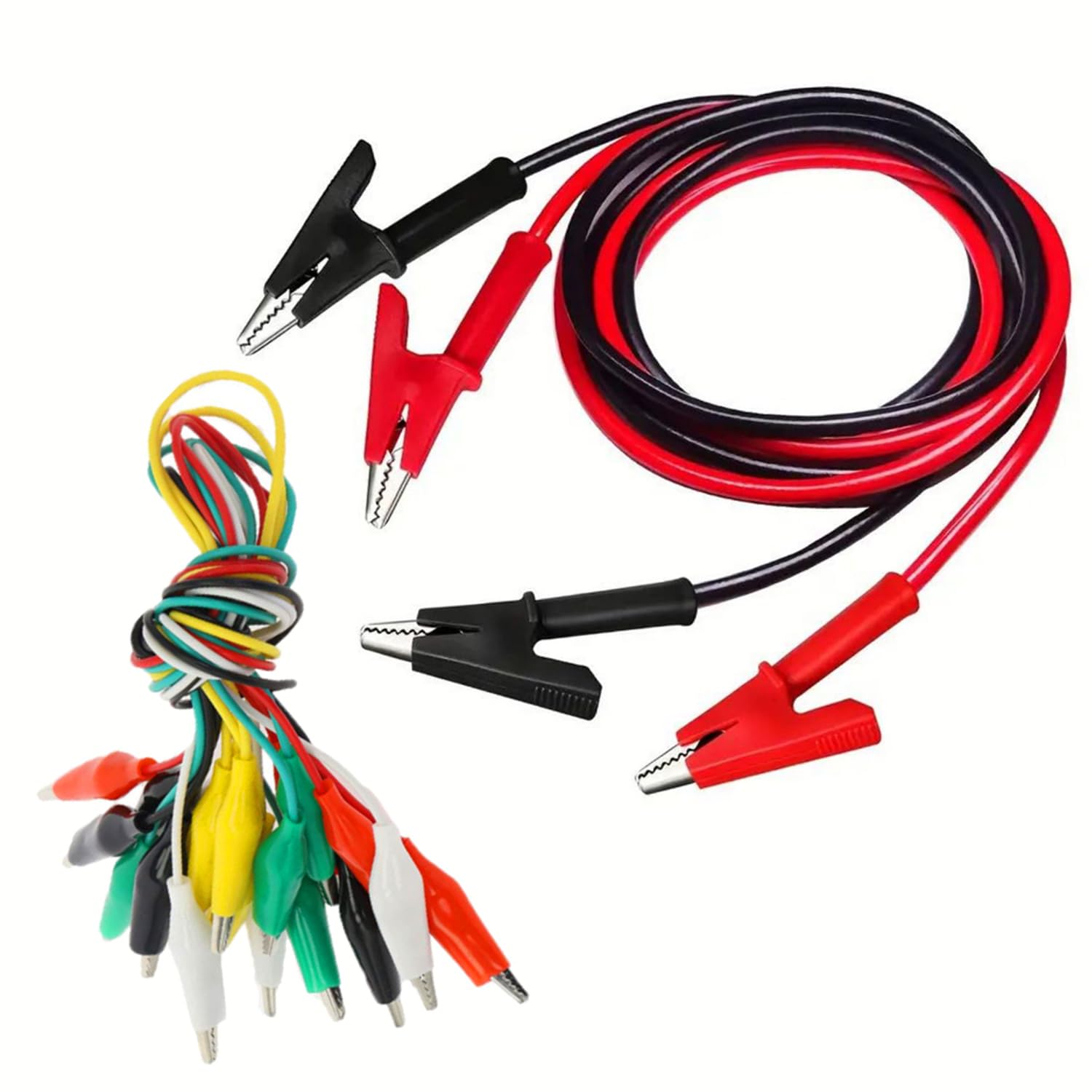 Double Ended Alligator Clips, Dual Ended Crocodile Wire Cable with Insulators Clips Test Copper Cable for Electrical Testing(7PCS)