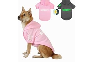 Dog Security Hoodie with Glow-in-The-Dark Prints DAJIDALI Dog Clothes Apparel Winter Sweatshirt Warm Sweater Jacket Coat Hoodie for Small Medium Large Dog Cat (27" Chest, Pink)