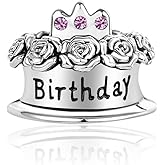 SBI Jewelry Silver Birthstone Charms Compatible with Pandora Charms Bracelets Cubic Zirconia Happy Birthday Bead for Women