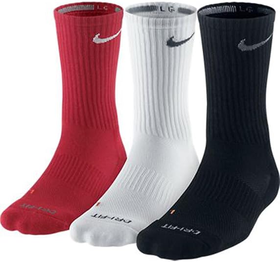 Nike Men's 3pk. DriFIT Cushioned Crew Socks Made in USA (Largeshoe size 812