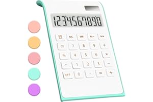 UPIHO Teal Solar Calculator, 10 Digits Large LCD Display, Dual Power Desktop Calculator, Office Supplies