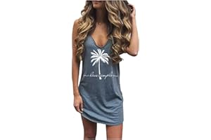 ORIENTAL PEARL Summer Dresses for Women 2023 V Neck Sleeveless Tank Dress Beach Sun Mini Short Dresses