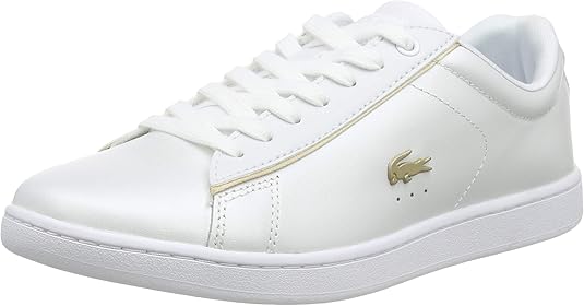 white and gold lacoste shoes