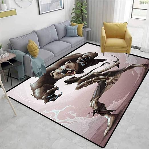 Amazon Com Bear Living Room Rugs Mythological Battle Scene