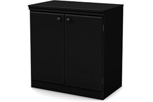 South Shore Morgan Small 2-Door Storage Cabinet Pure Black, 31.5" x 32 3/8" x 32 7/8"