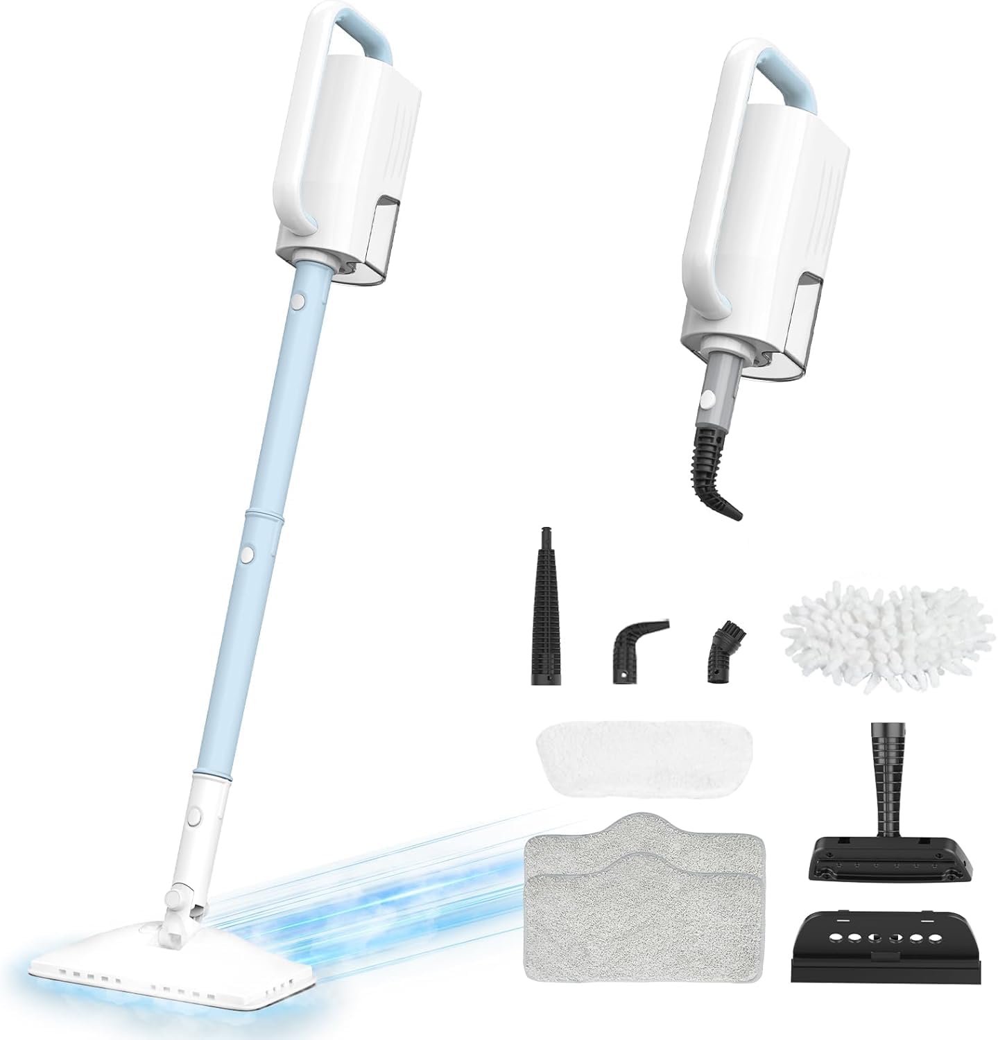 Photo 1 of Steam Cleaner, 6 in1 Rotated Steam Mop Cleaner with 2 Modes, 2 Microfiber Pads, 400ML Removable Tank, 23FT Power Cable, Detachable Steam Mops for Floor, Laminate Floor, Tiles Cleaning (Azure)