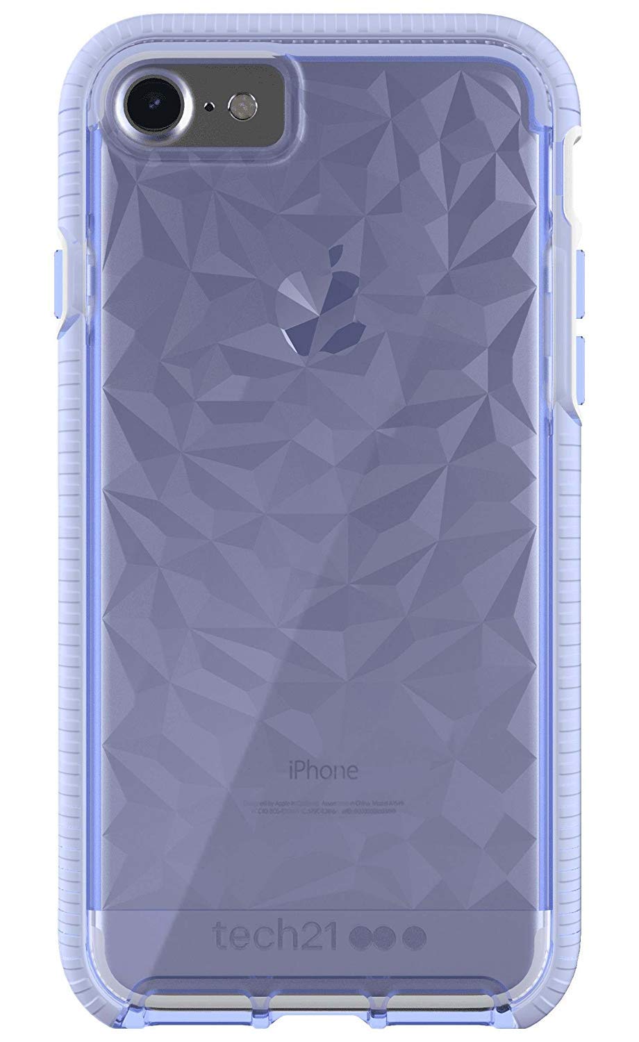 tech21 Evo Gem Drop Proof Protective Case for iPhone SE 2022 & iPhone 8 - Ultra Thin Clear Back, Anti-Scratch - Lilac - Bulk Packaging