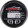 Runleader 12V to 48V Digital LED Battery Capacity Monitor, Hours Volt Meter Gauge - Suitable for Battery Lead-Acid LiFePO4 Trojian Gel AGM,Works on Golf Club Forklift Go Kart RV Trailer Stacker.