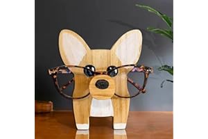 Kahbin 2023 Handmade Animal Glasses Storage Rack, 5.9" Wooden Animal Glasses Holder, Handmade Eyeglass Holder, Sunglasses Spectacle Display Rack for Home Decor Christmas Birthday Gifts (Corgi)