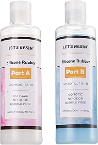 LET'S RESIN Silicone Rubber Blue Silicone Molds Making Kit Liquid Molds Making Silicone - Mixing Ratio 1:1 - Ideal for Resin Molds, Silicone Molds DIY Manual Making