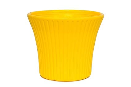 Natures Plus AV Sunrise Plastic Flower Pots for Garden Planters 9 Inches Diameter(Yellow, Pack of 2)