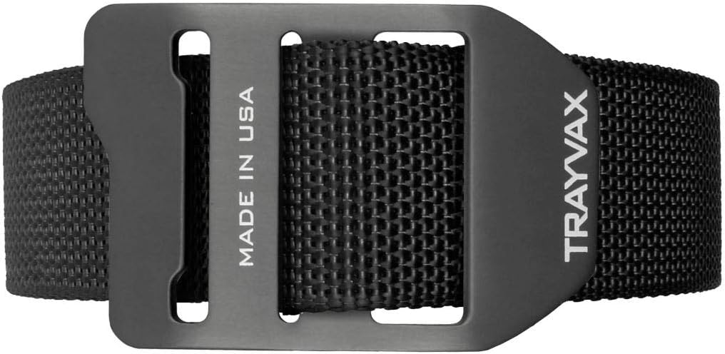 Trayvax Cinch Belt - Black Webbing, Grey Buckle (Extra Large)