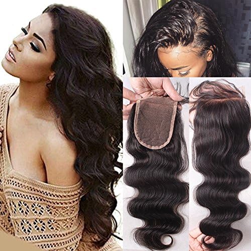 Thriving Hair Brazilian Virgin Hair Lace Cosure for Black Women Body Wave Free Middle Three Part Lace Closure with Baby Hair (8inch, Free Part)