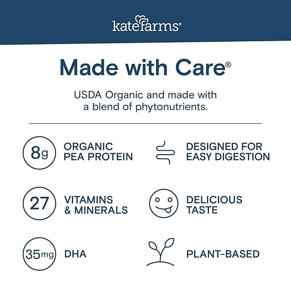KATE FARMS ORGANIC KIDS NUTRITION CHOCOLATE SHAKE, 8G PROTEIN, 27 VITAMINS AND MINERALS, MEAL REPLACEMENT, GLUTEN FREE, NON-GMO, 8.45 OZ (6 PACK)