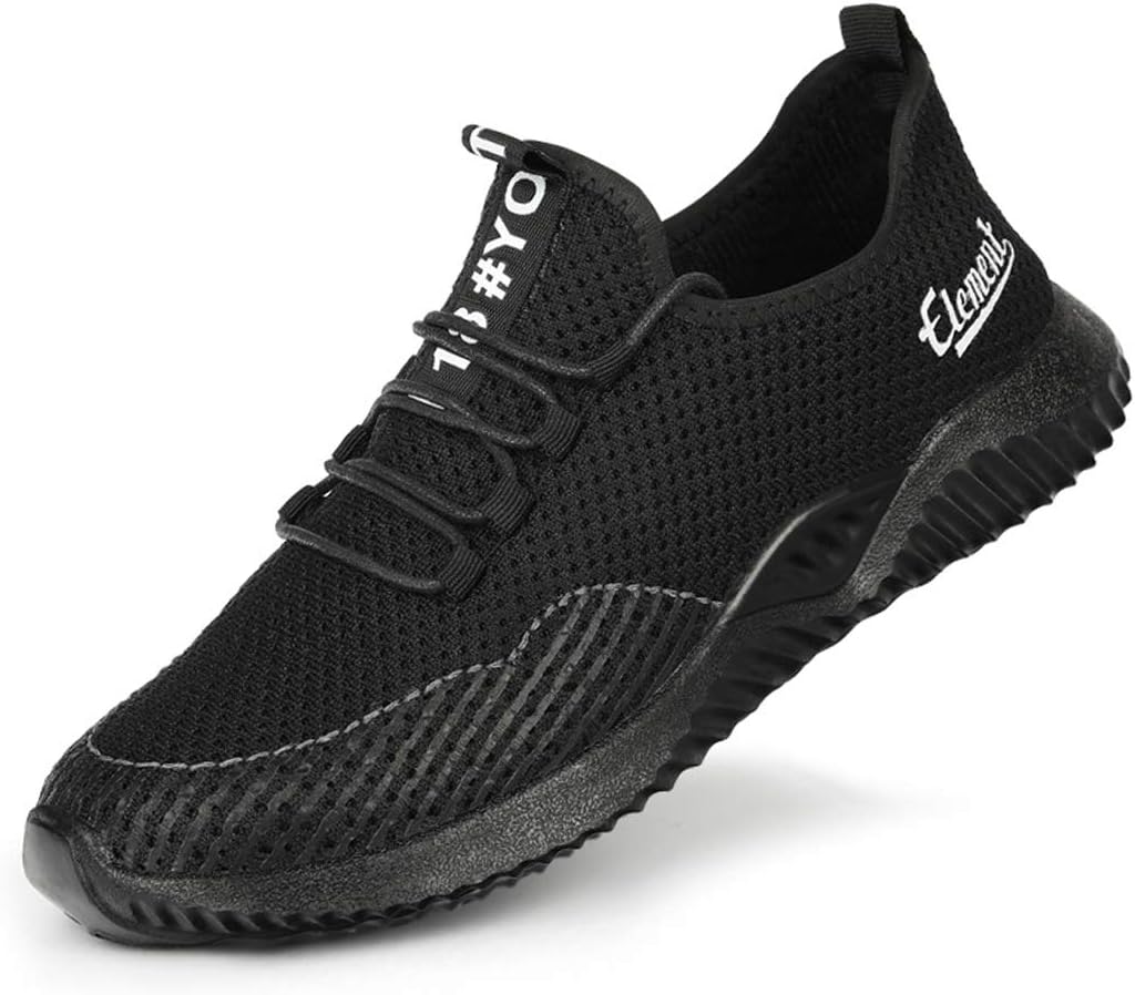 Safety Shoes, Mens Steel Toe Trainers Breathable Lightweight Work Shoes Ankle Trainers Hiker Protective Mid Sole Black,37