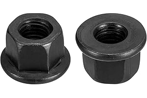 uxcell M10 Flange Hex Nuts, 2pcs Grade 10.9 Carbon Steel Black Oxide Finished Hex Flange Nuts for Machinery