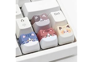 Tapbloom Artisan Keycaps, 4 Keys Cute Cat Custom Cover Caps for MX Mechanical Keyboard, Resin Handmade 1U Replacement for Esc