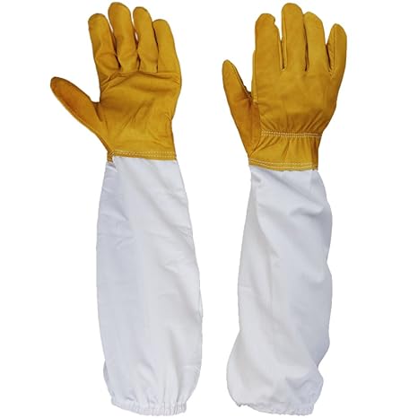 Generic Pair Protective Beekeeping Gloves, Goatskin Bee Keeping with Vented Long Sleeves