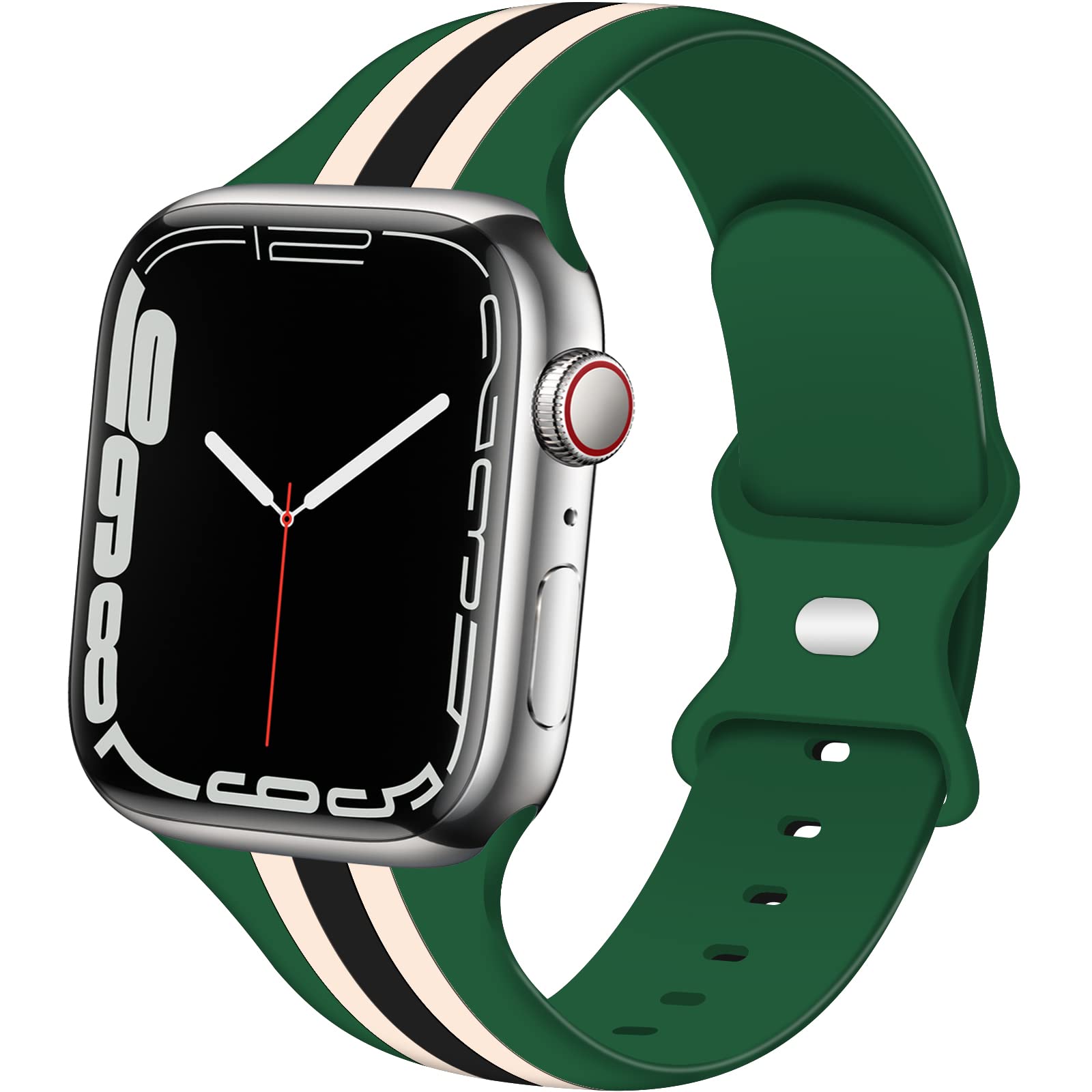 TopPerfekt Designer Sport Straps Compatible Apple Watch Straps 38mm 40mm 41mm Men Kids Women, Luxury Fashion Soft Silicone Wristband for iWatch Collection 8/7/6/5/4/3/2/1/SE/SE (2nd Gen) Ultra