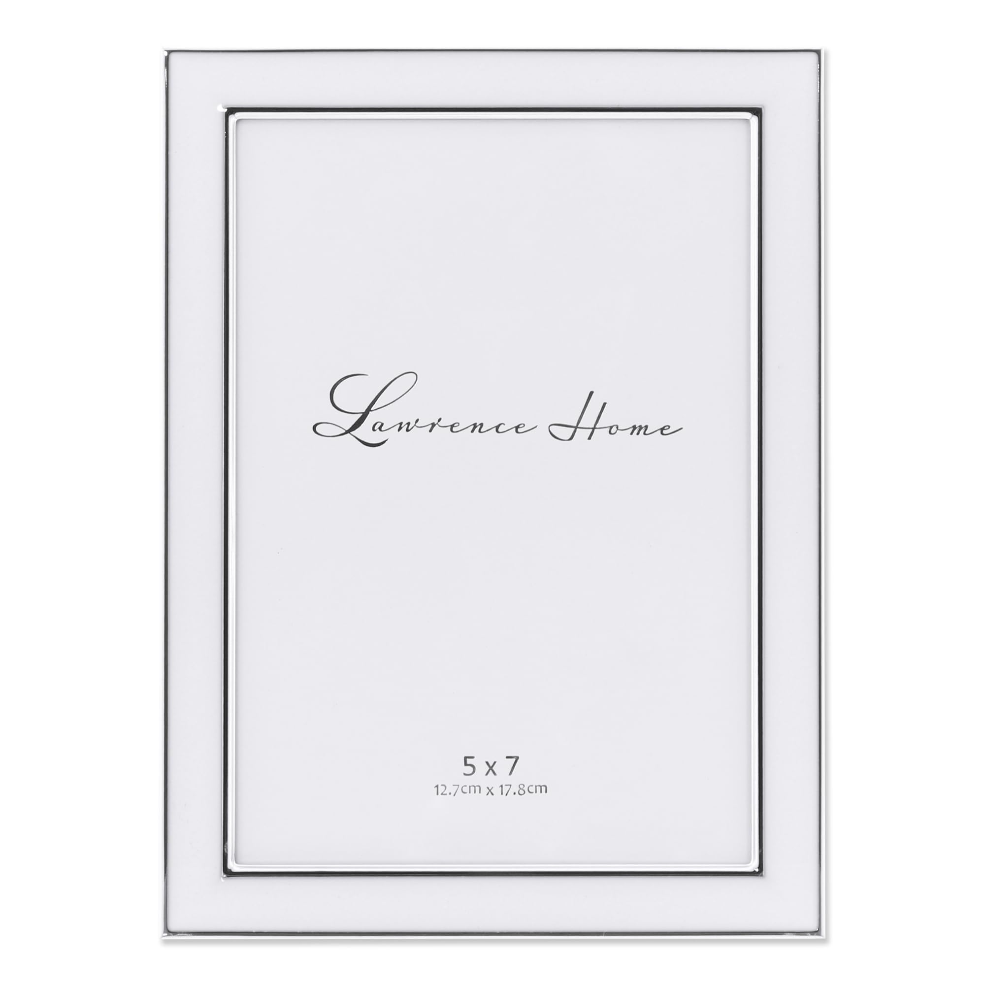 Lawrence Frames Silver Plated Metal with White Enamel Picture Frame, White, 5x7 — image 1