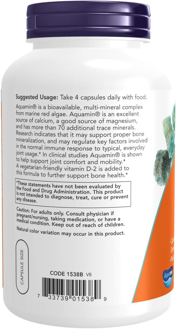 NOW Supplements, Red Mineral Algae Plus Vitamin D-2, Joint Health*, 180 Veg Capsules: Health & Personal Care
