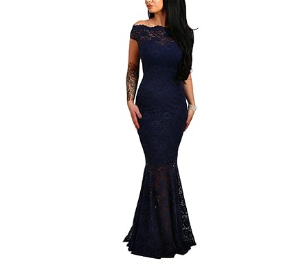 navy fishtail maxi dress