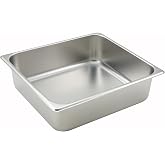 Winco SPTT4 2/3 Size Pan, 4-Inch, Stainless Steel | Dishwasher safe, Heavy-duty, Reinforced corners, Great for Steam Tables, Buffets, Catering and Food Preparation