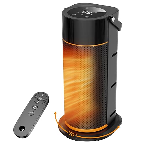 Electric Heater – 2000W PTC Ceramic Fan Heater with Remote, Portable Space heater With 4 Modes, 9H Timer, Low Noise Small Room Heaters, ECO Mode, 70°Oscillation, Overheat & Tip-Over Protection, Black