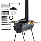 VEVOR Wood Stove, 118 inch, Alloy Steel Camping Tent Stove, Portable Wood Burning Stove with Chimney Pipes & Gloves, 3000in³F