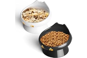 PETSOLON Ceramic Rised Cat Bowl Set - 2 Pack of Ceramic Cat Bowls for Indoor and Outdoor Feeding, Stylish, Spill-Proof Dining for Your Feline Friends