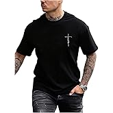 SOLY HUX Men's Short Sleeve Printed T-Shirt Summer Classic Graphic Tees Faith Shirts Streetwear