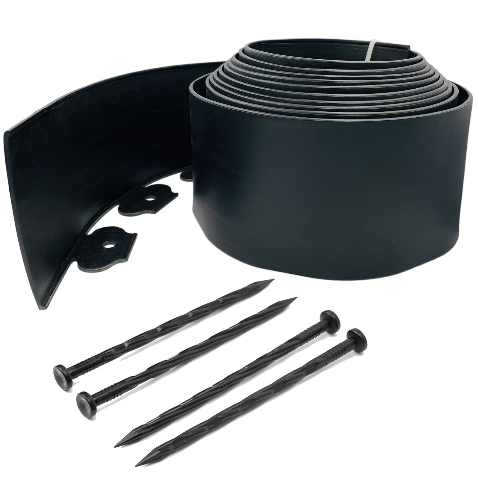 Photo 1 of Ladscape Edging 4.6in Tall Garden Edging Border, Black 20ft Edging for Landscaping with 25 Stakes Plastic Yard Edging Kit, Flower Bed Edging Borders