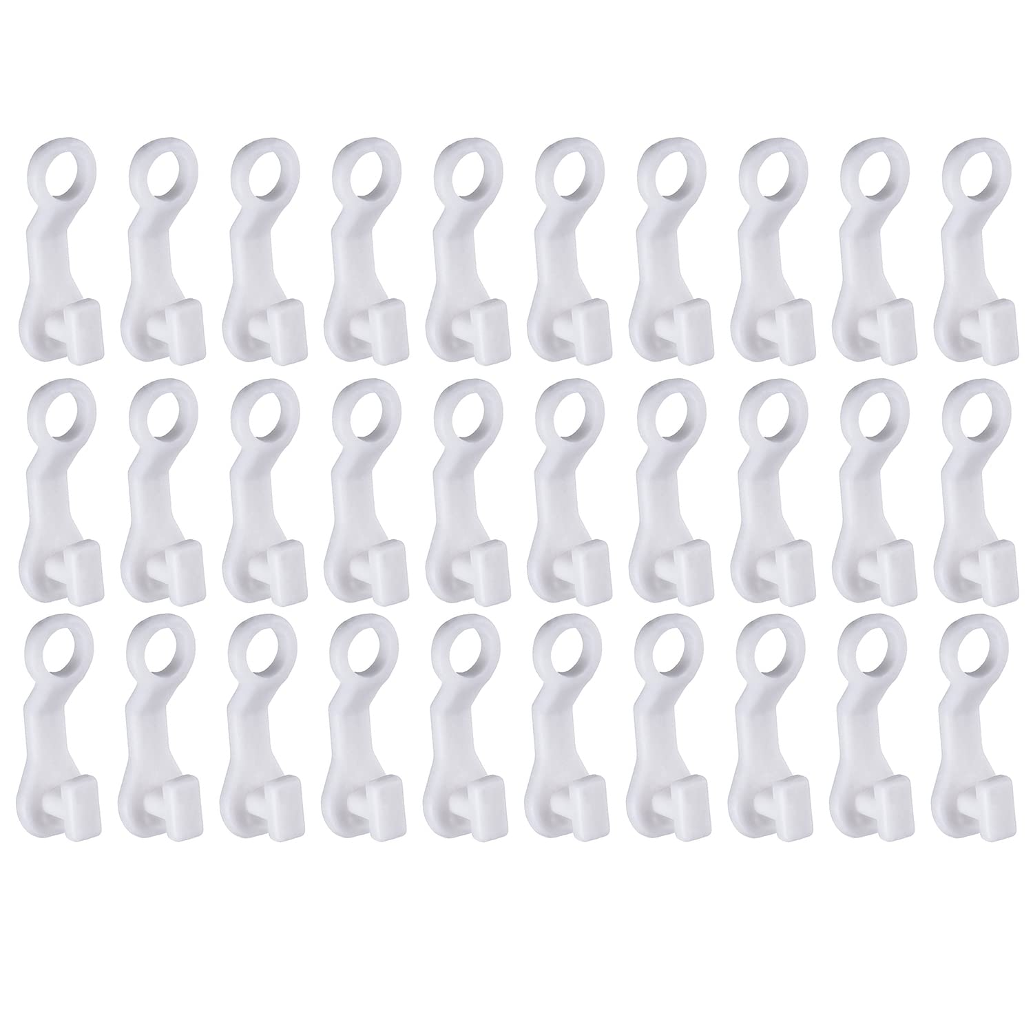 Hsthe Sea Curtain Glider Hooks White Plastic Curtain Hook, Pack of 30