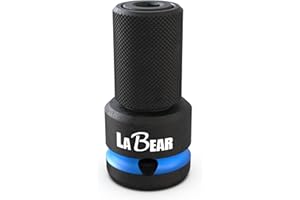 LABEAR - 1/2" Drive Female to 1/4" Hex Converter Impact Wrench Adapter, Quick Release, Quick Change Chuck, Square to Hex Bit Adapter, Impact Drill Adapter, Cr-Mo Steel Ratchet Wrenches Drivers