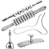 ONUEMP 5-in-1 Stainless Steel Therapy Massage Tools, Gua Sha Scraping Fascia Massage, Maderoterapia Kit Colombiana for Lymphatic Drainage, Cellulite Remover, Ice Body Sculpting