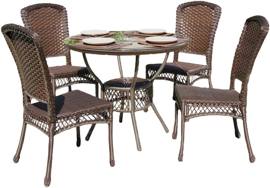 Amazon Com W Unlimited 5 Pc Earth Collection Outdoor Garden Patio Dinning Furniture Set Dark Brown Furniture Decor