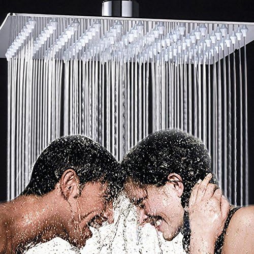 Luxury Square Rainfall Shower Head, 12" Stainless Steel Adjustable High Pressure Showerhead, Powerful Waterfall Shower Spray, Ultra Thin, Elegant Design, Ultimate Spa Relaxing Experience