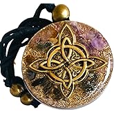 Orgone Celtic Wicca Knot Necklace, Viking Trinity Irish Triqueta Jewelry, Orgonite Pendant Black Tourmaline Crystals Stone Healing, Amulet Women Arte Orgones
