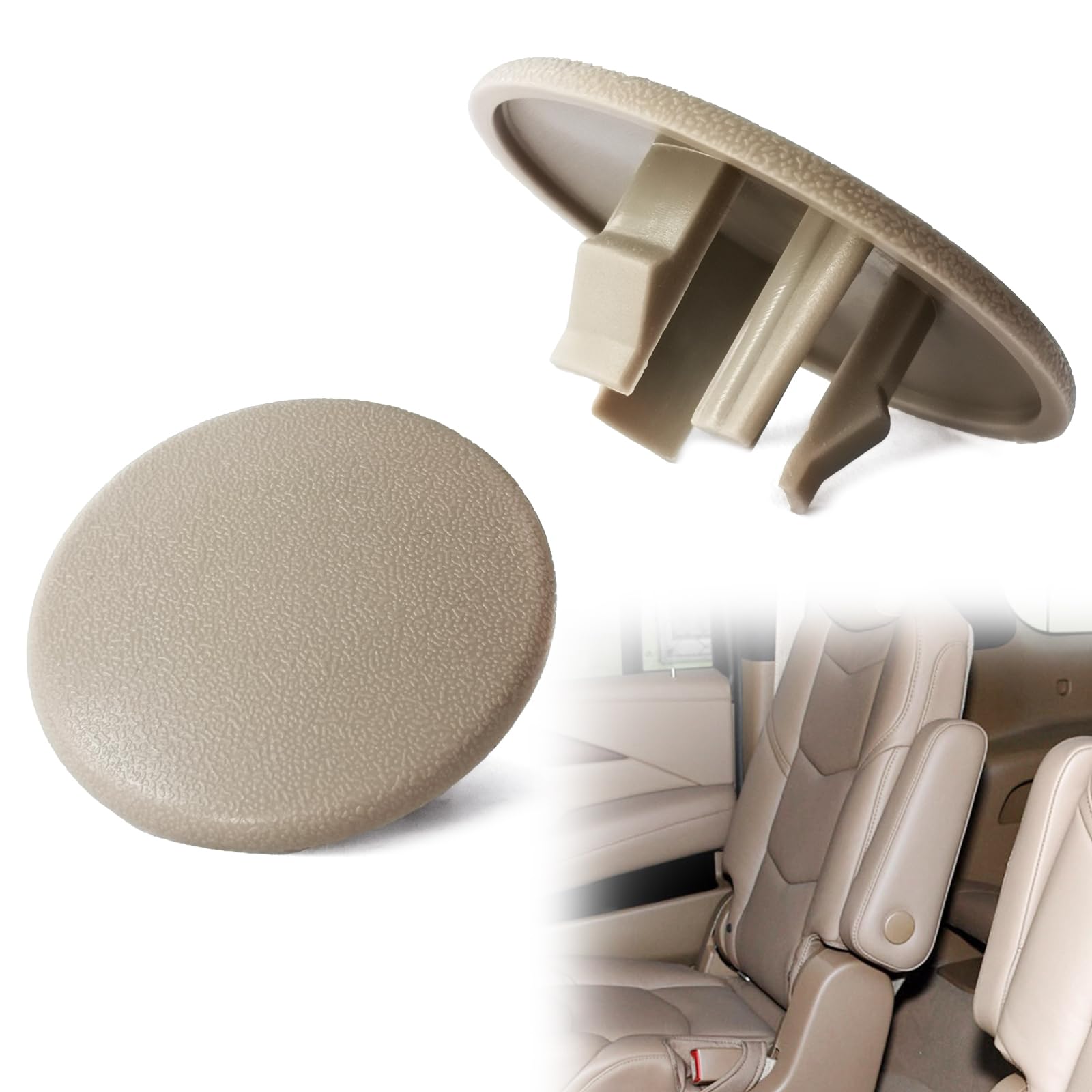 Photo 1 of 2pcs Armrest Cap Cover Compatible with 07-19 Tahoe Suburban Yukon Cadillac Escalade Seat Parts - Replaces 15279689 Vehicle Accessories Left or Right Rear Bucket Seats Arm Rest Handle Trim Bolt-Beige