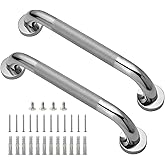 Rockgoya Shower Grab Bar, 2 Pack 12 Inch Bathroom Grab Bar, 304 Stainless Steel 1.25" Diameter Anti-Slip Handicap Grab Bar Support Shower Rail Senior Handrail Shower Safety Bar Handle