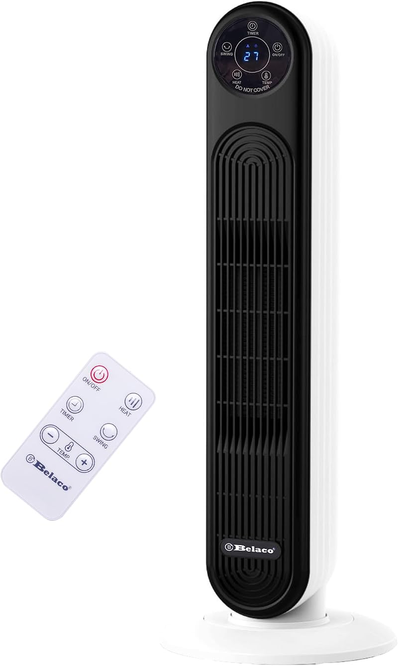 Belaco 2000W PTC Ceramic Tower Heater with Remote, Digital Display