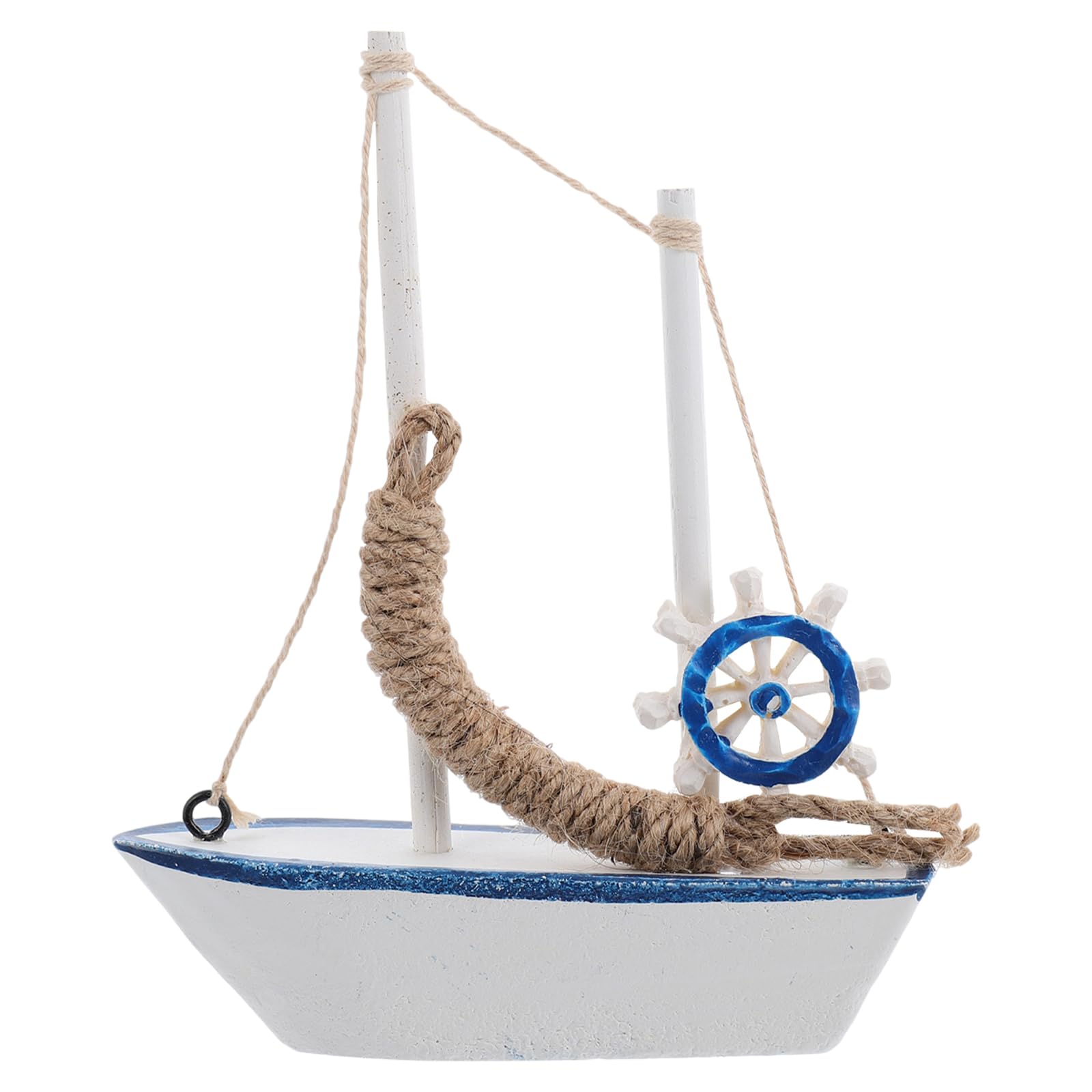 NUOBESTY 1pc Wooden Sailing Boat Model Small Mediterranean Wood Sailboat Nautical Ship Ornament for Home Decor