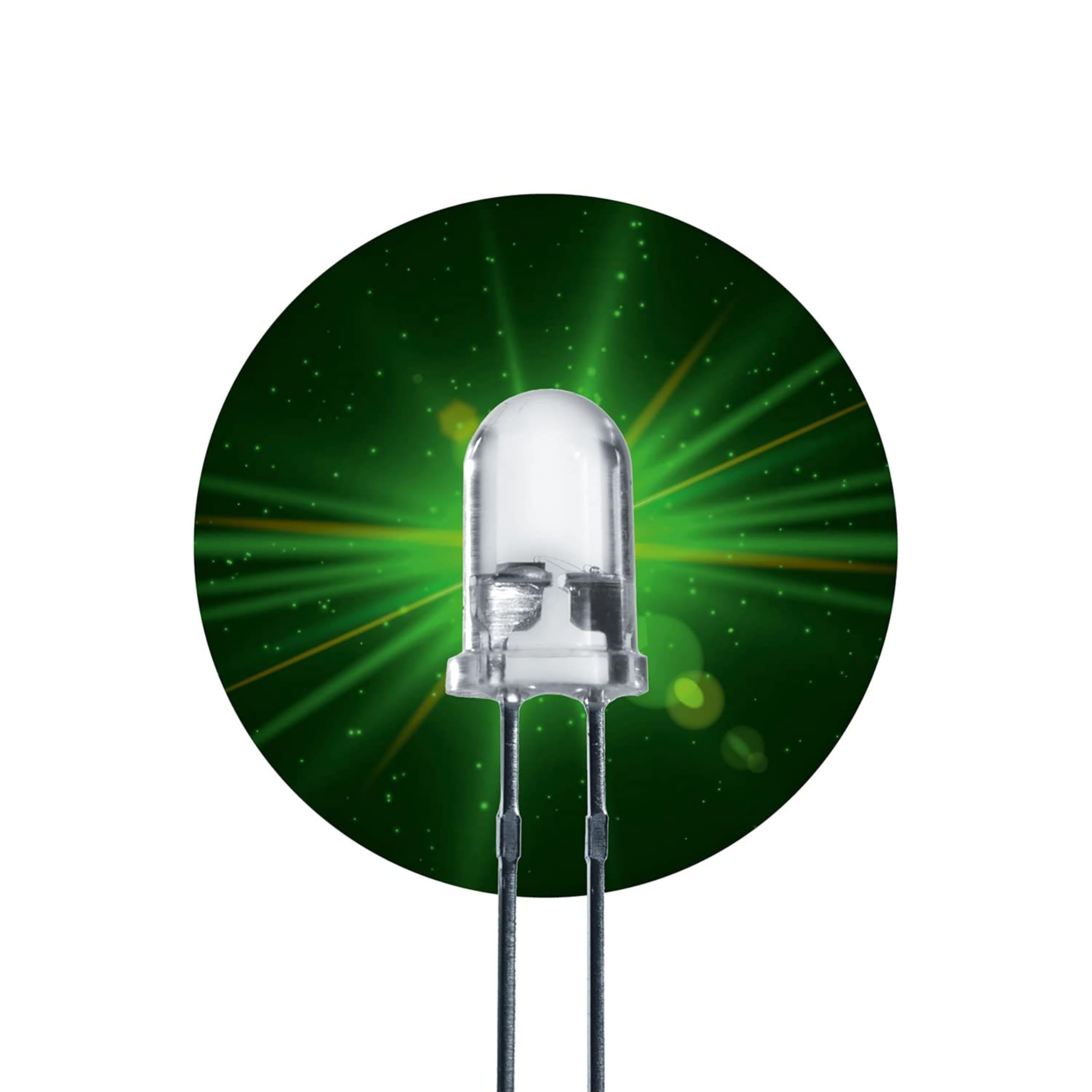 Lumetheus LEDs 5 mm Colour green Extra Super Bright 50.000 mcd 25 pieces 2-3 Volts 2 Pin Light Emitting LED Diode