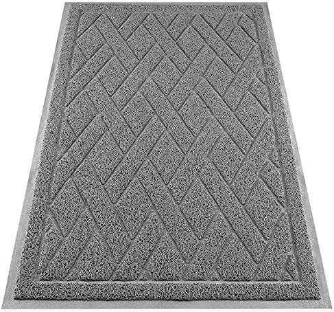 Cat Litter Box Floor Mat Catch Litter With Mesh Mat Large Size Washable Modern Non Slip PVC Material Protects Your Floors Phthalate Free (Gray)