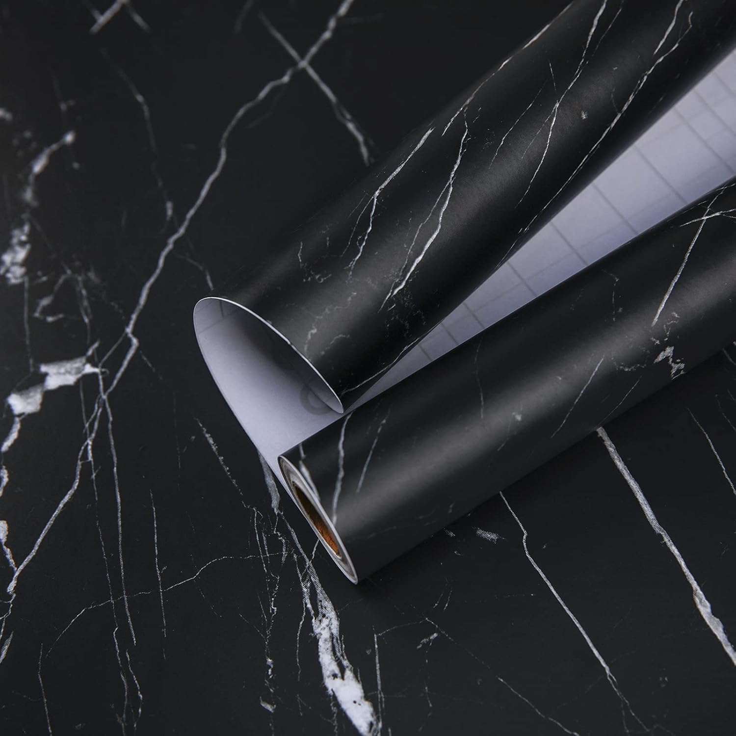 Photo 1 of practicalWs 17.71''×196.8'' Marble Contact Paper Black/White Peel and Stick Wallpaper Thicken Self Adhesive Black Wallpaper for Countertops Cabinets Decorative Easy to Remove Upgrade